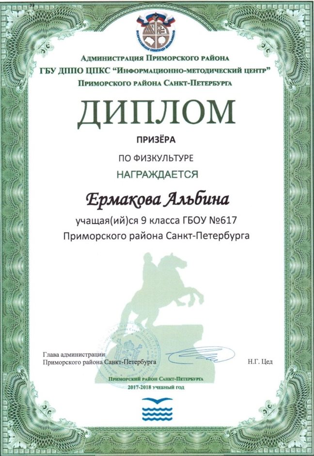 2017-2018 Ермакова Альбина 9л (РО-физкультура)